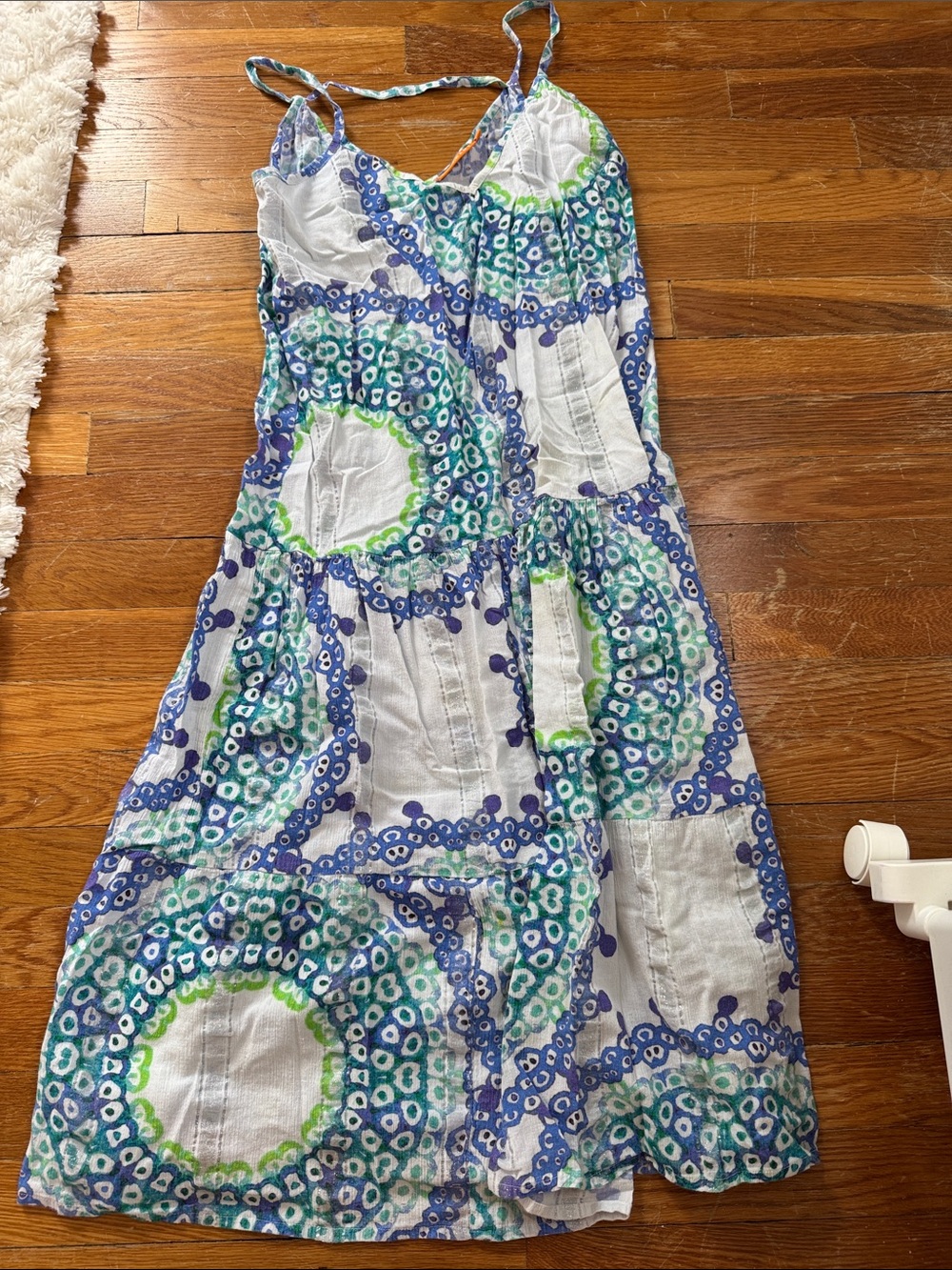 Oliphant Blue Green White Printed Swim Coverup Dress